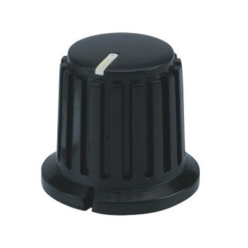 46152 Black Fluted Plastic Knobs with white indicator on top, light texture