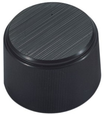 46111 Black Plastic Knobs with knurl and hair line polish on top