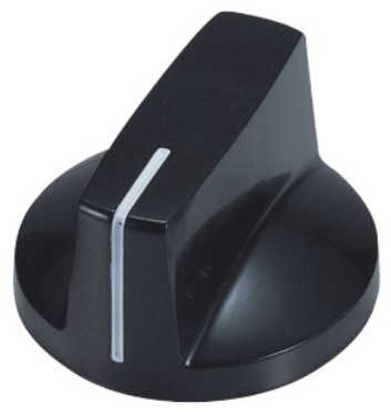 46117 Black Plastic Band Knobs, white indicator line, glossy texture